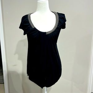Bailey 44 size small black cotton top with metal neckline accent.